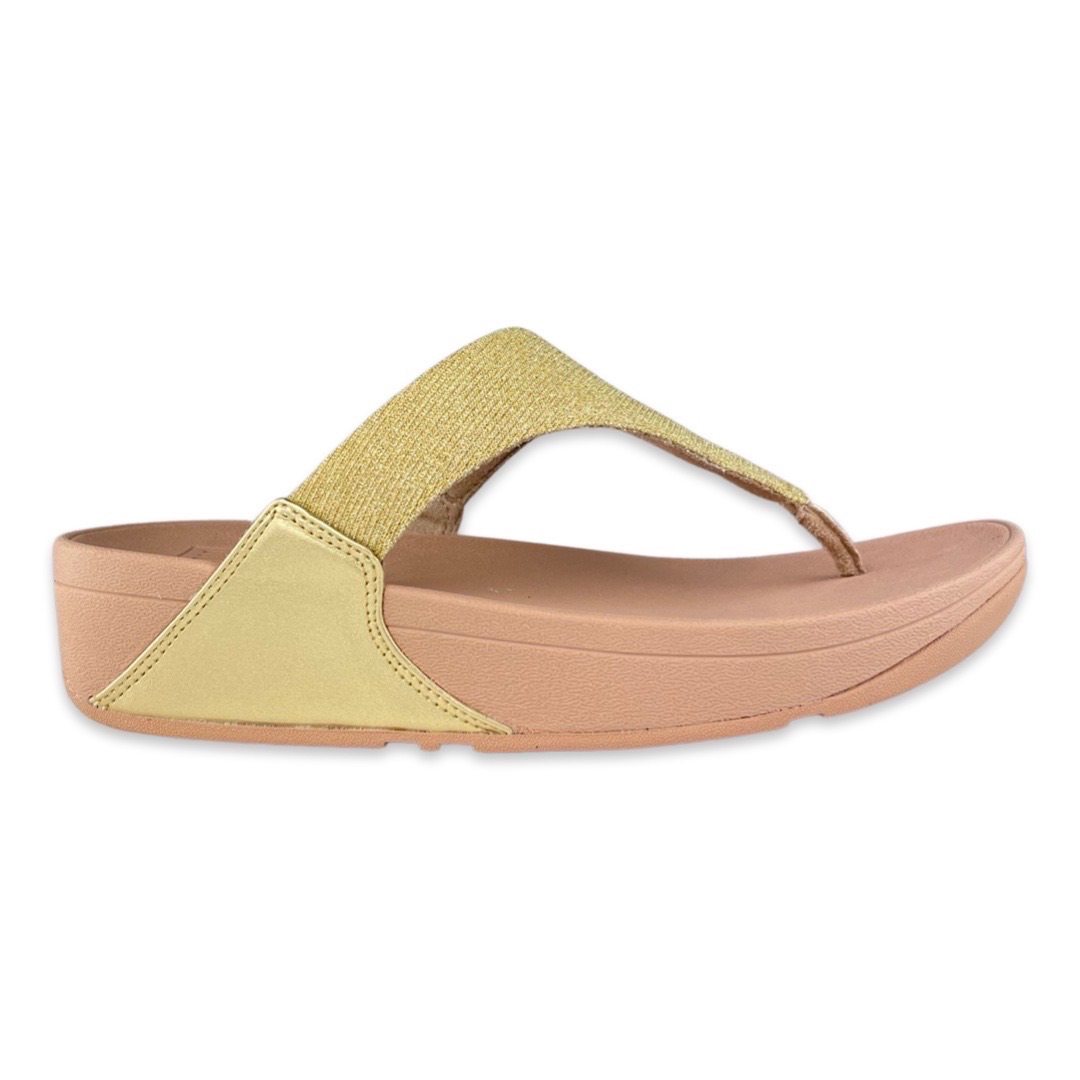 FitFlop Lulu Shimmerlux Toe-Post Sandals Platino