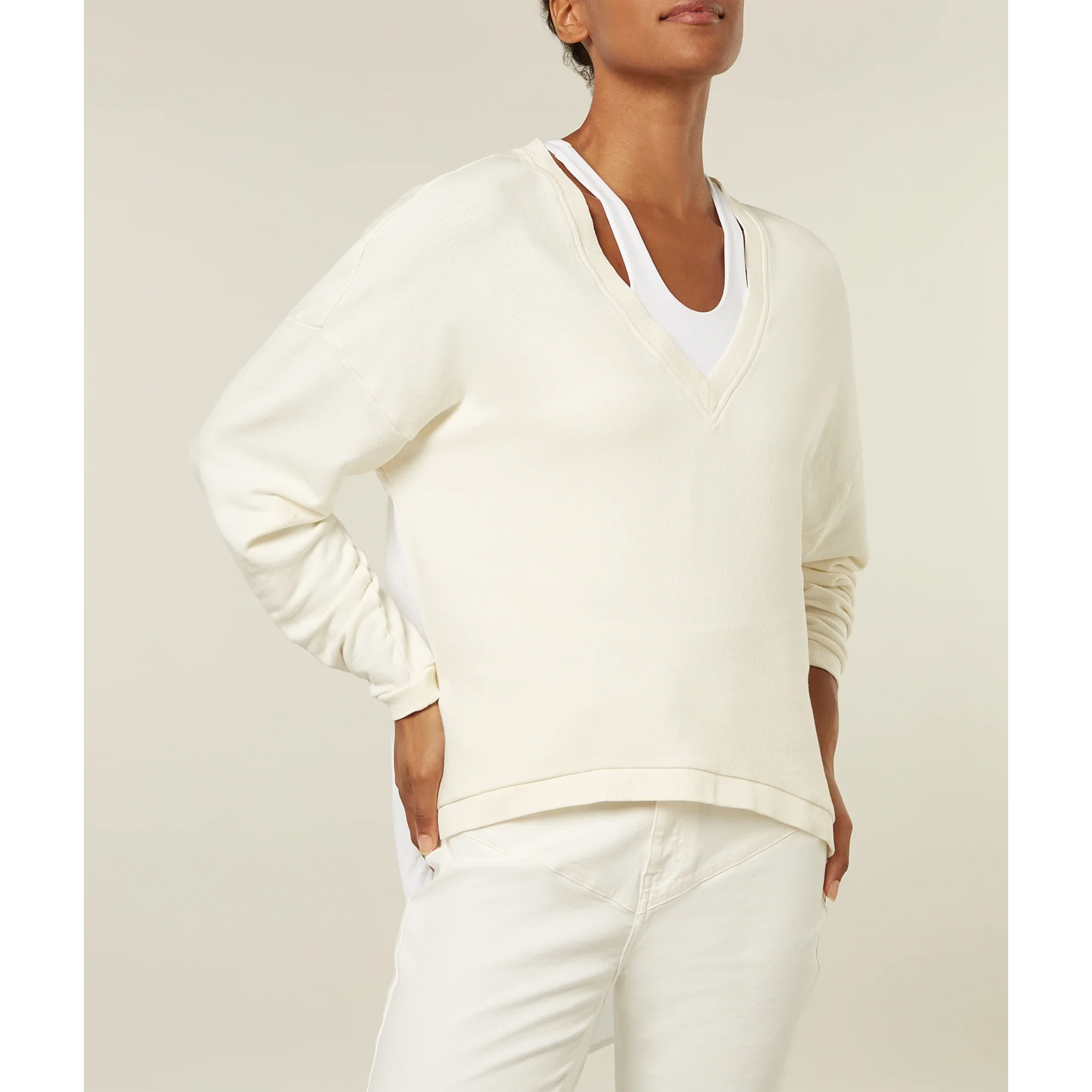 10Days Voile Back Sweater Soft White Melee