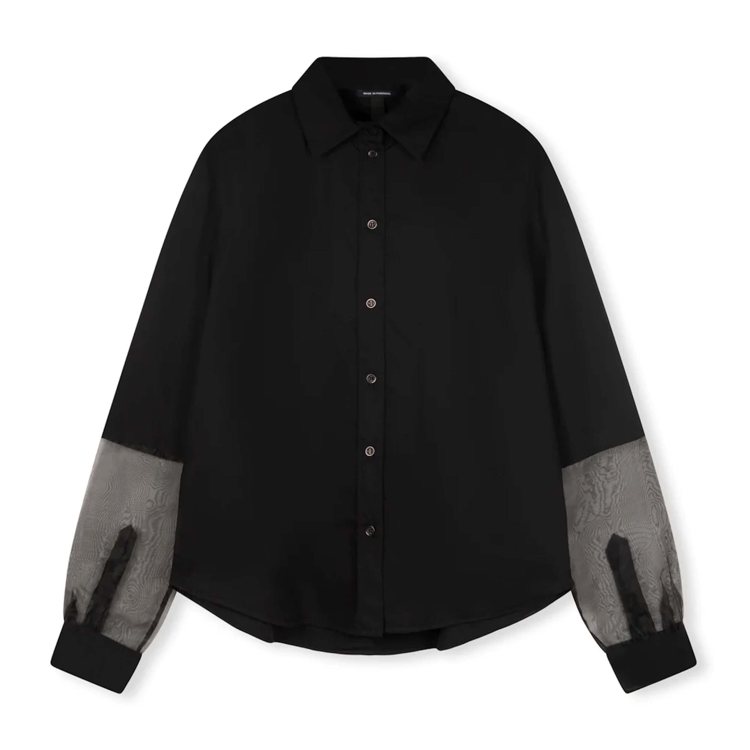 10Days E - Contrast Organza Shirt Poplin Black