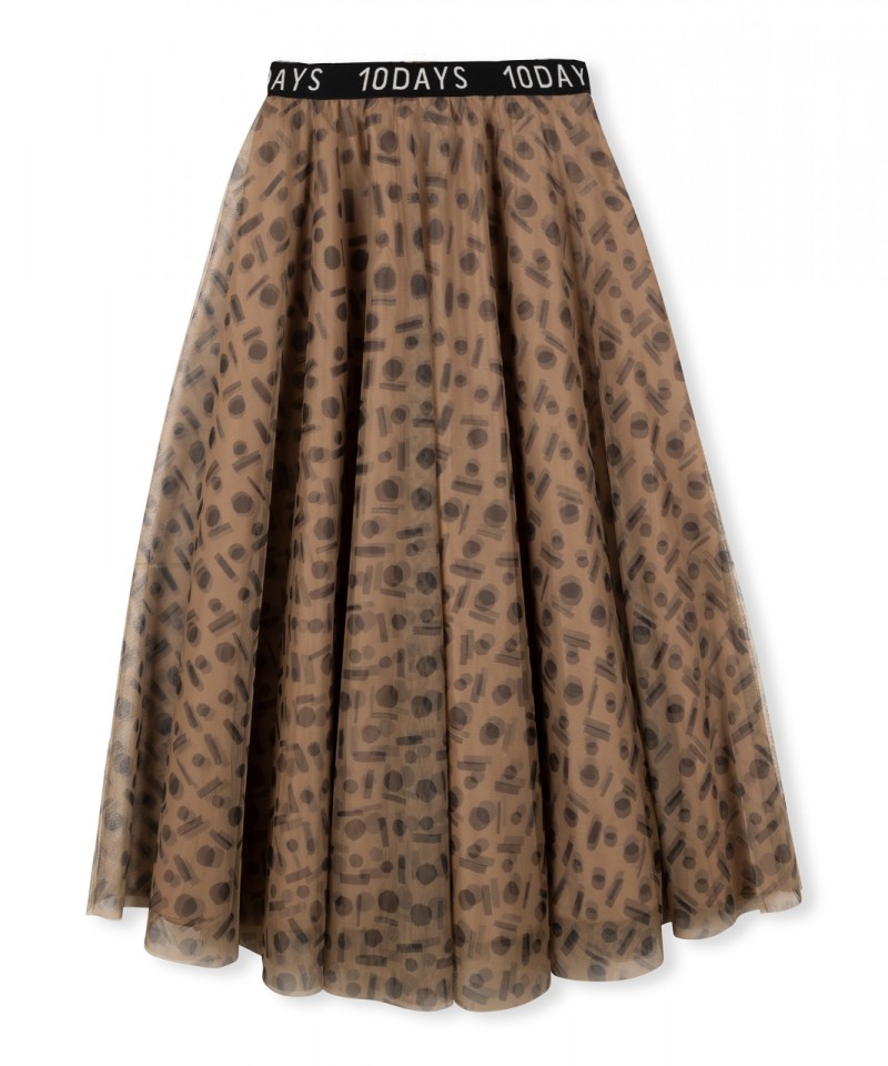 10Days Tulle Skirt Medal Camel Grey