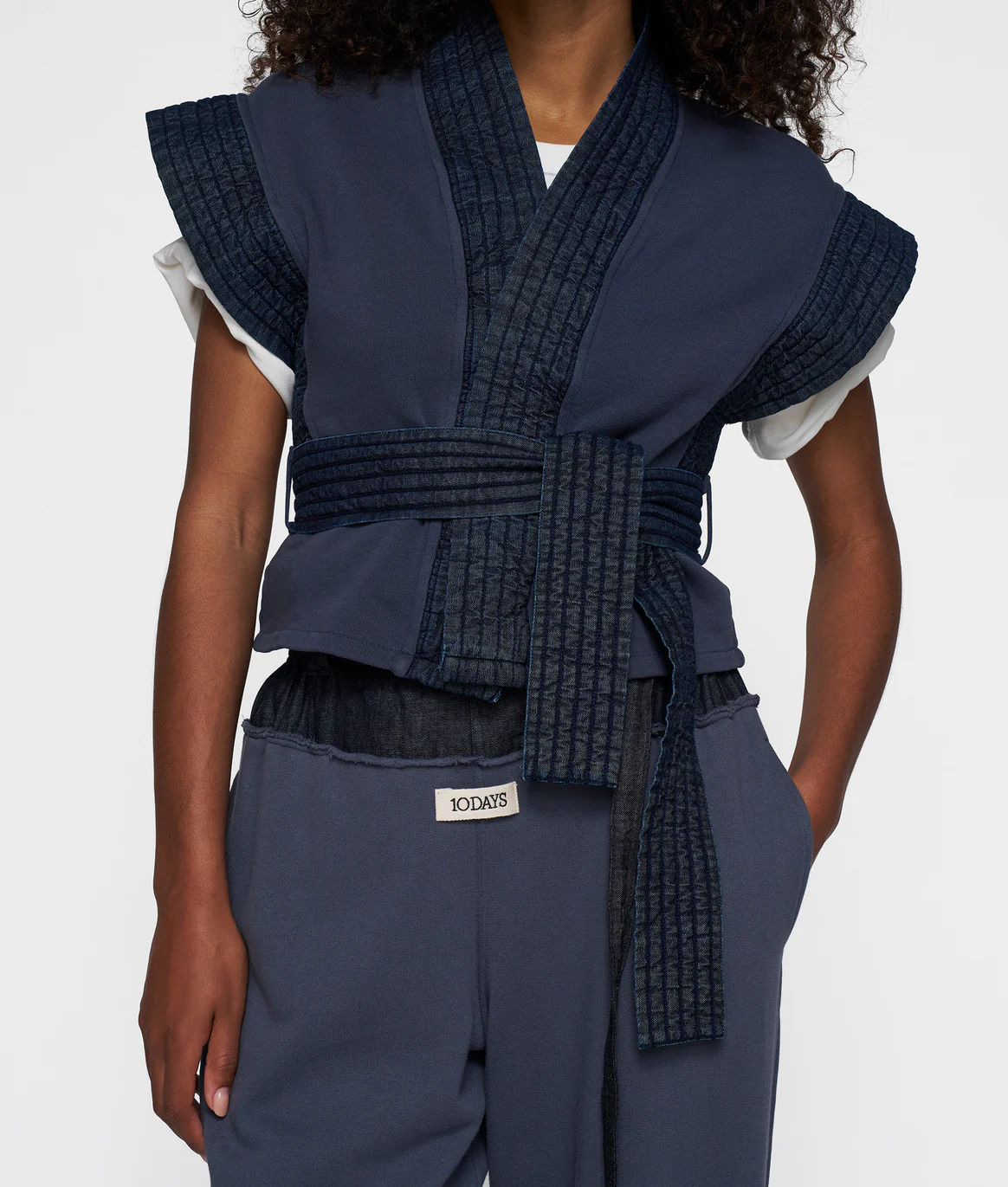 10DAYS 20-504-5201 Gilet Padded Kimono Yale Blue
