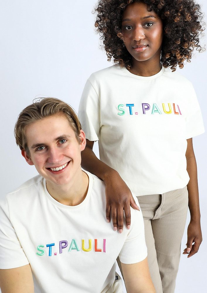 St. Pauli T-shirt Rainbow Letters Creme
